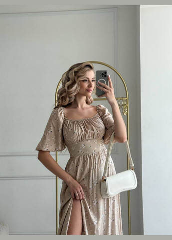 Бежевое праздничный, деловое, повседневный, откровенный, вечернее платье женское с открытой спиной, с открытыми плечами No Brand