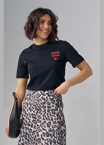 Трикотажна жіноча футболка з написом Miu Miu Lurex - (294608582)