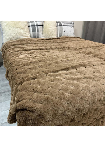Стильне покривало коричневого кольору "Luxury Fur" з 3D-Ворсом, Євро 200х230 см– миттєвий затишок та стиль! No Brand (368565095)