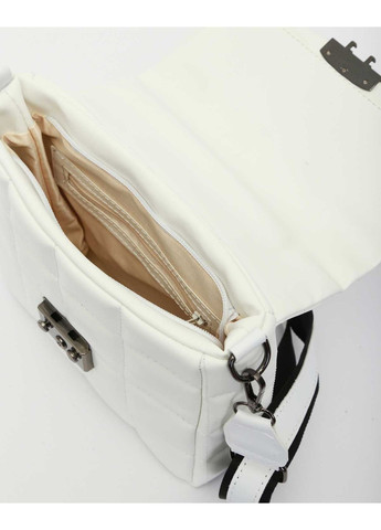 Жіноча сумка біла екокожа молодіжна стьобана сумка на плече з блискавкою та кишенями ProDobro (367266836)