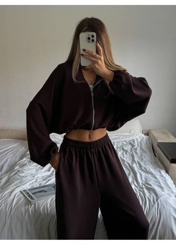 Женский спортивный костюм оверсайз: Укороченная кофта на молнии + Широкие брюки MonCher (366341348)