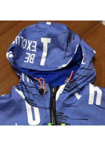 Синяя демисезонная подростковая двухсторонняя весенне-осенняя куртка для мальчика синяя с капюшоном Kids