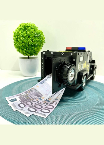 Сейф-копилка Машина полицейская 3в1 с кодовым замком 30см Черная (DSM-6672) No Brand (305404681)