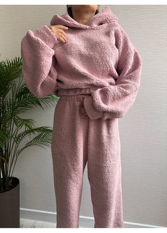 Пудрова всесезон плюшева піжама з вушками — заміри в описі кофта + брюки Vione