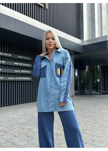 Костюм джинсовий +вʼязка акрил,сорочка з кишенями та штани,Туреччина Україна (361783168)