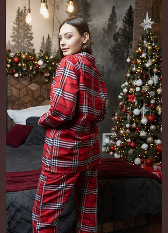 Красная пижама фланелевая рубашка + штаны все размеры No Brand