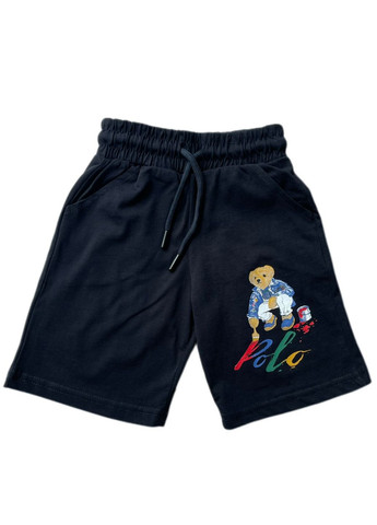 Комбінований літній дитячий костюм (футболка + шорти) для хлопчика з ведмедиком біло-чорний No Brand