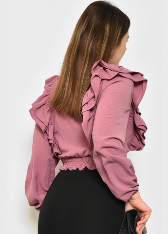 Темно-розовая демисезонная блуза женская однотонная темно-розового цвета с баской Let's Shop