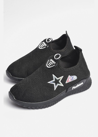 Чорні осінні кросівки дитячі чорного кольору на шнурівці текстиль Let's Shop