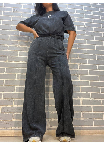 Костюм жіночий Coast Moda 4232 варений тай-дай брюки палаццо з футболкою оверсайз серце Coast Moda (302899765)