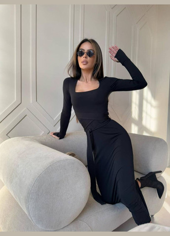 Черное повседневный женское платье длина макси Avanti однотонное