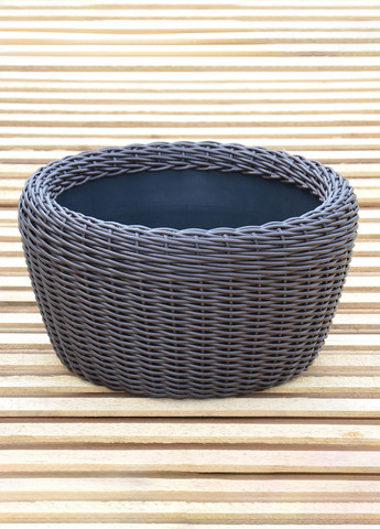 Кашпо велике 45 літрів (горщик для квітів та рослин),Вазон із штучного ротангу ручної роботи. Колір Венге Handmade (329193722)