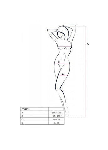 Еротичний бодістокінг з імітацією панчох BS079 black, чорний костюм сітка Passion (297138577)