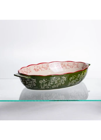 Форма для запікання Vintage 35×22×5 (см) овальна з ручками Зелена HM05-03 Yiwu (378153994)
