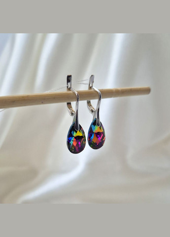 Срібні сережки Крапельки з камінням Сваровскі Срібло 925 проби Родоване 3.60 г 5000р No Brand (332996822)