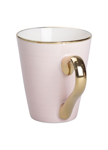 Чашка керамічна із золотим обідком та позолоченою ручкою 320 (мл) Рожева RX-N240624P Liling Rongxiang Ceramic (356937490)