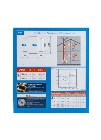 Канальный жаропрочный вентилятор VOK 120/100 Т +150°С MMotors JSC (300801229)