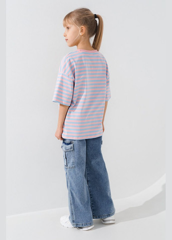 Комбинированная летняя футболка с узором для девочки 137 116 см голубовато-розовый shop (2000990976079) Lizi Kids