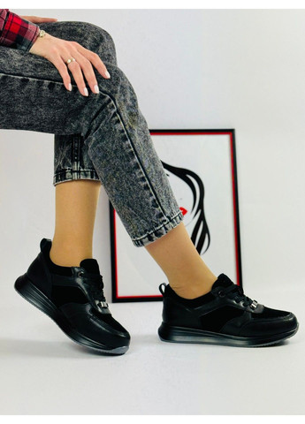 Черные демисезонные 173 кросовки черные кожаные с замшей комбинированные KDSL