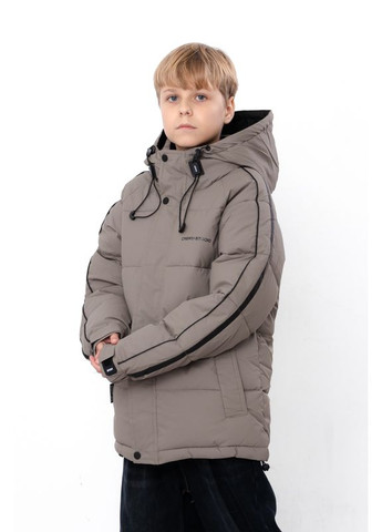 Світло-коричнева зимня зимова куртка для хлопчика однотонна з регульованим капюшоном (p-18519) Носи своє