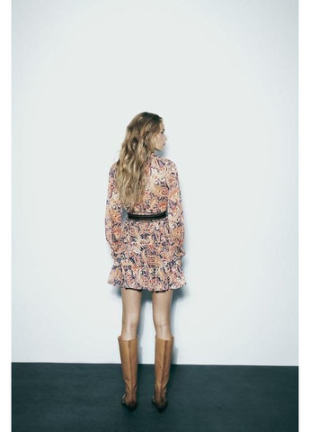 Комбінована міні-сукня з принтом. Zara