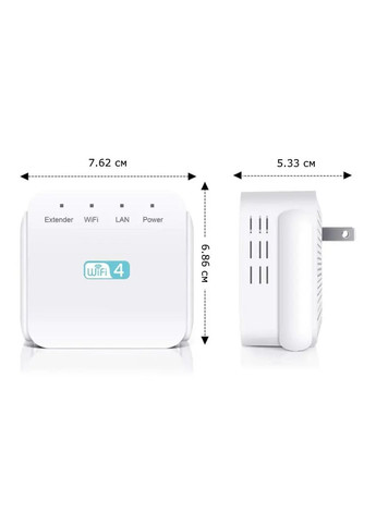 Усилитель Wifi сигнала (ретранслятор) 2.4 ГГц 300 Мбит/с Белый (US версия) No Brand (300577651)