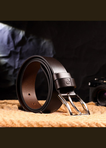 Якісний чоловічий ремінь із натуральної шкіри Grande Pelle коричневий (sku_21461) No Brand (327820330)