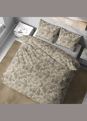 Постельное белье “ ”,Полисатин,Бежево-Белый,Евро P-0166 Lelit (316633115)