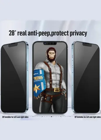 Захисне 2.5D скло Full Cover Anti-Peep для Apple iPhone 13 Pro Max / 14 Plus (6.7") Blueo (386286817)