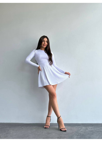 Білий вечірня сукня «дзвіночок» з рубчика мустанг • ніжна та жіночна • заміри в описі DK/DL Мода без кордонів однотонна