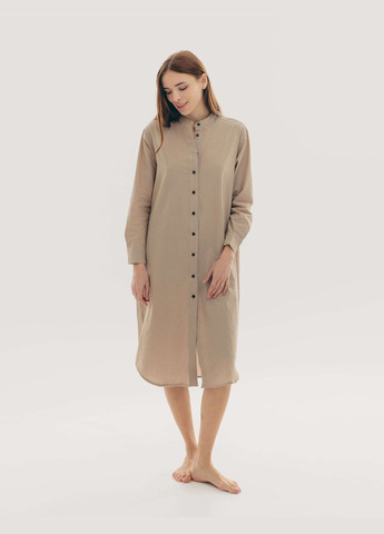 Бежевое повседневный платье-рубашка almond s-m рубашка Leglo