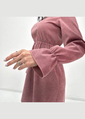 Пудровое вельветовое платье с завышенной талией Fashion Girl