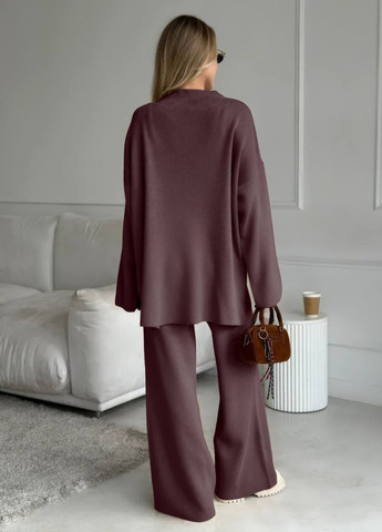 Вишуканий повсякденний демісезонний вільний костюм двійка: кофта з асиметричним передом + штани палаццо Tik-Tak (365656424)