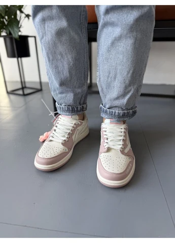 Бежеві кросівки чоловічі nike 1 low travis scott x labubu pibeige найк аір ретро бежеві демісезон No Brand