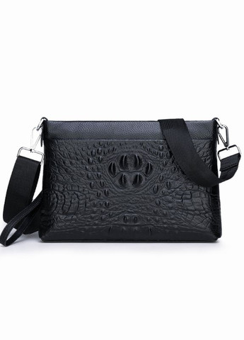 Большой мужской кожаный клатч сумка Kanguroo барсетка кошелек черный рептилия Eton (321011704)