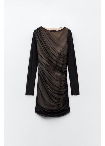 Бежева комбінована сукня з тюлем Zara