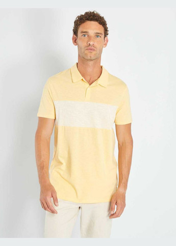 Светло-желтая футболка-поло лето,бледно-желтый, для мужчин Kiabi