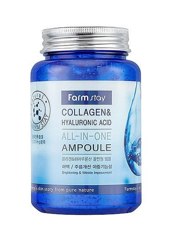 Ампульная сыворотка с коллагеном и гиалуроновой кислотой Collagen & Hyaluronic Acid All-In-One Ampoule 250ml (632359-94) FarmStay (368601749)