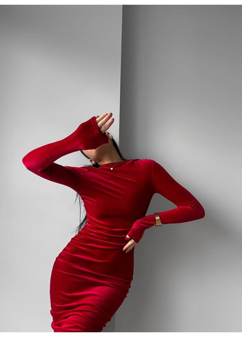Червона святковий, коктейльна, вечірня, кежуал жіноча оксамитова сукня силуетна Asi.Store.ua