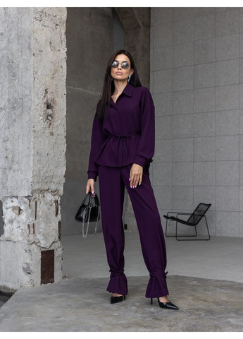 Жіночий однотонний костюм "Jade" (сорочка + брюки-палаццо) (td-2968720168029) TessDress (366090026)