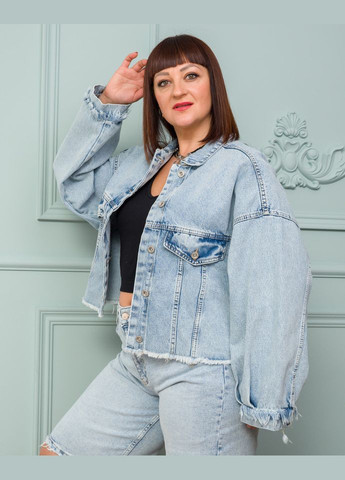 Голубой женский джинсовый пиджак sh 6020 Alenka Plus - летний