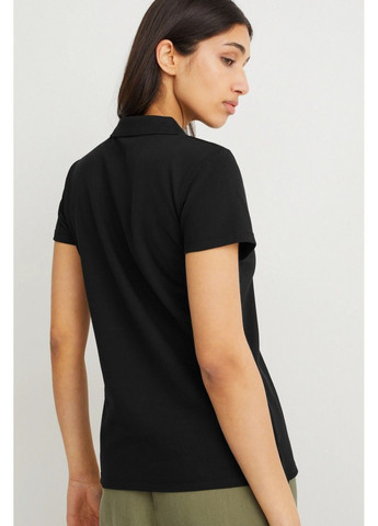 Черная женская футболка-поло с микро-дефектом C&A однотонная