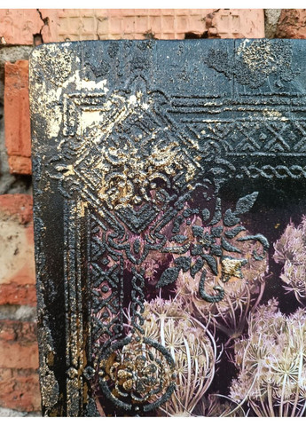 Панно "Борщевник" 30×50 см, деревянный щит, объемные пасты и поталь. Handmade (360895943)