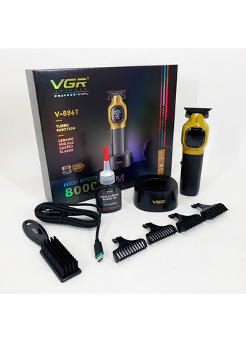 Тример для стрижки волосся V-886T GOLD 8000RPM 4 насадки VGR (369612525)
