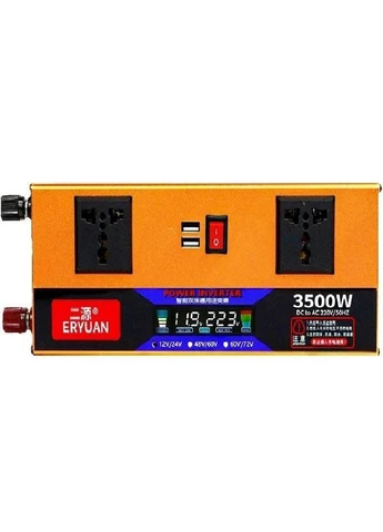 Перетворювач напруги Eruan 3500W з 12 В/24 В 220 В автомобільний інвертор з LCD екраном для живлення побутової техніки та електр Eryuan (400129140)