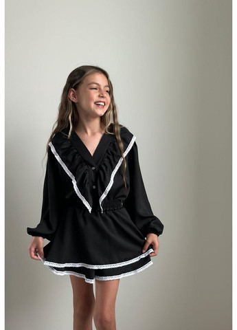 Черный демисезонный комплект (блузка, юбка-шорты) подростковый юбочный, с рубашкой, с шортами IRmAS