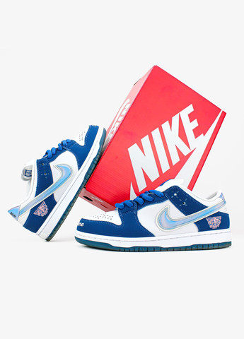 Синие всесезонные кроссовки мужские и женские nike b dunk the born x raised blue white | найк сб данк синие белые No Brand