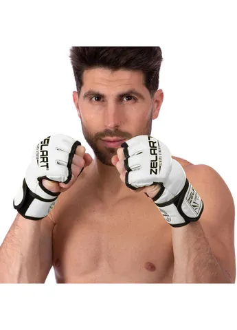 Перчатки для смешанных единоборств MMA PU Pro (р-р, черный) (BO-5699_Белый-черный_L) Zelart (354703123)