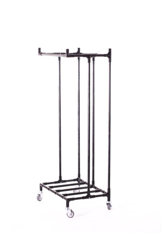 Металева стійка - тримач (контейнер) для сміттєвих пакетів для сухого та об'ємного сміття на колесах чорна Treho 240 SW Metaplant (300674533)