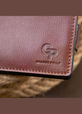 Кожаное портмоне мужское горизонтальное Amico на магните на два отделения 11322 Коньячное Grande Pelle (306882207)